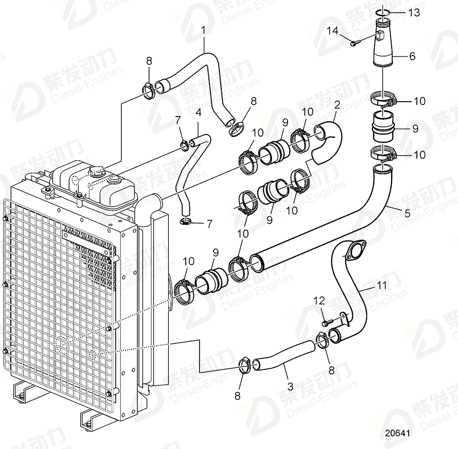 VOLVO Charge air pipe 888144 Drawing